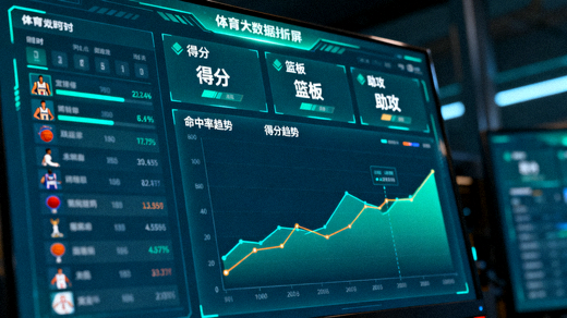 体育数据分析大屏展示比赛统计指标与趋势曲线